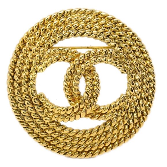 Chanel Medallion Brooch Pin Gold 93P 175821 - Picture 1 of 4